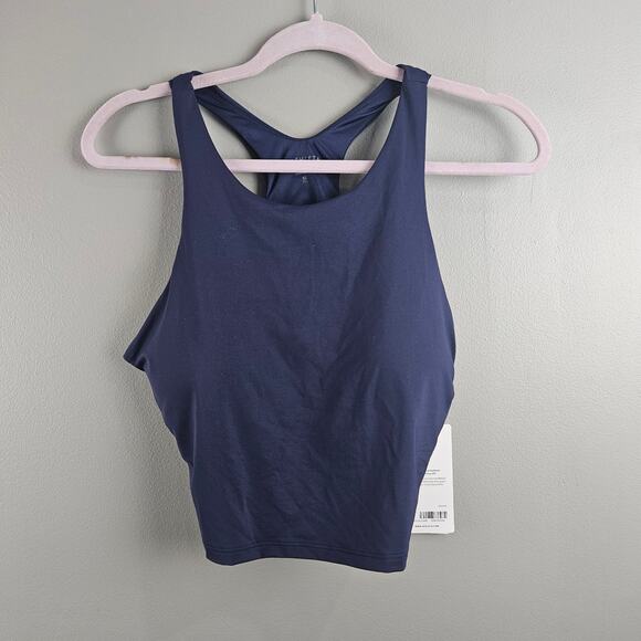 Athleta Conscious Crop Bikini Top  Navy Blue Sustainable Activewear Size XL - Picture 1 of 6